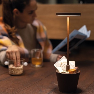 Zafferano Επιτραπέζιο Φωτιστικό Poldina Reverso table lamp Σκούρο Καφέ απόχρωση