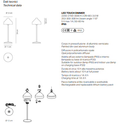 Zafferano Επιτραπέζιo Φωτιστικό LED Amelie floor lamp Μαύρη απόχρωση