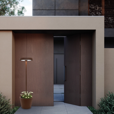 Zafferano επαναφορτιζόμενο φωτιστικό Poldina Reverso Solar L RF floor lamp Καφε-Corten