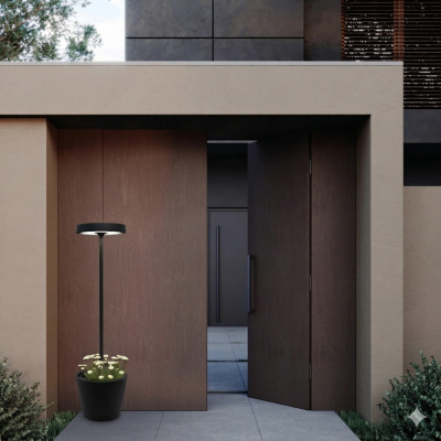 Zafferano επαναφορτιζόμενο φωτιστικό Poldina Reverso Solar L RF floor lamp Μαύρο