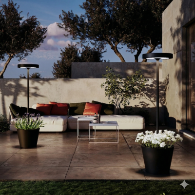 Zafferano επαναφορτιζόμενο φωτιστικό Poldina Reverso Solar L RF floor lamp Μαύρο