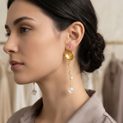 Catherine Bijoux Σκουλαρίκια Abstract shell pearl earrings Χρυσό