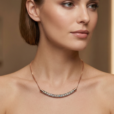 Γυναικείο Κολιέ Stainless steel Ροζ Χρυσό CRYSTALP με κρύσταλλα Swarovski