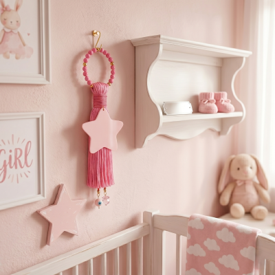 Παιδικό Χειροποίητο Γούρι "Pink Star" για Κοριτσάκι