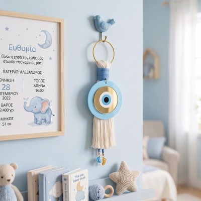 Παιδικό Κρεμαστό Γούρι "Ματάκι" (Light Blue) Για Αγόρι