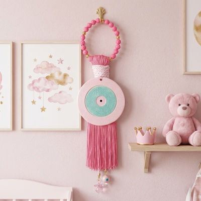 Παιδικό Κρεμαστό Γούρι "Pink Bloom" – Ματάκι Για Αγοράκι
