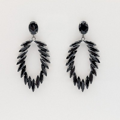 GREKAS JEWELRY Κρεμαστά Σκουλαρίκια "Black Diamond" Style