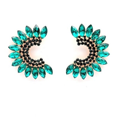 GREKAS JEWELRY Γυναικεία Κρεμαστά Σκουλαρίκια Πράσινα Κρύσταλλα
