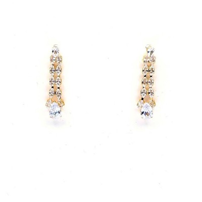 GREKAS JEWELRY Μακριά Σκουλαρίκια με Κρυστάλλους & Χρυσό Φινίρισμα