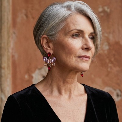 GREKAS JEWELRY Statement Σκουλαρίκια σε Ruby & Amethyst Αποχρώσεις