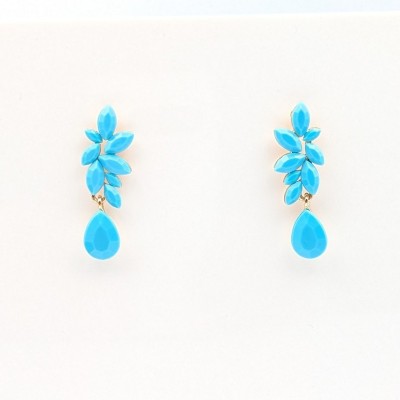 GREKAS JEWELRY Κρεμαστά Σκουλαρίκια με τουρκουάζ Κρύσταλλα