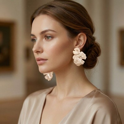 GREKAS JEWELRY Εντυπωσιακά κρεμαστά Σκουλαρίκια με Ανάγλυφο Σμάλτο
