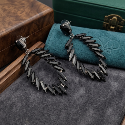 GREKAS JEWELRY Κρεμαστά Σκουλαρίκια "Black Diamond" Style