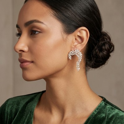 GREKAS JEWELRY Χρυσά Κρεμαστά Σκουλαρίκια με Κρύσταλλα