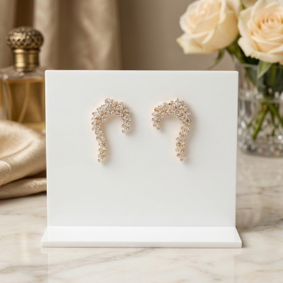 GREKAS JEWELRY Χρυσά Κρεμαστά Σκουλαρίκια με Κρύσταλλα