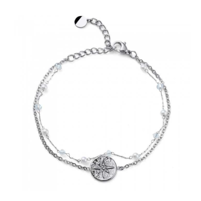 Βραχιόλι Stainless steel  με κρύσταλλα & πέρλες Swarovski