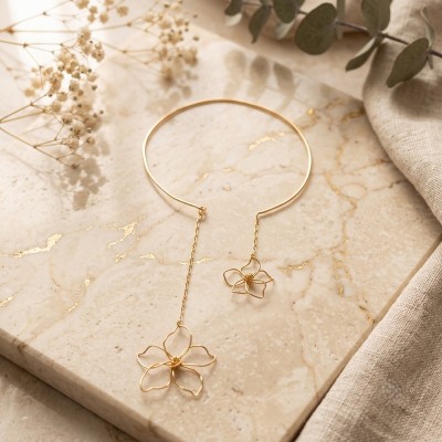 Χειροποίητο Επιχρυσωμένο Κολιέ Choker "Flora Cascade" | GREKAS JEWELRY