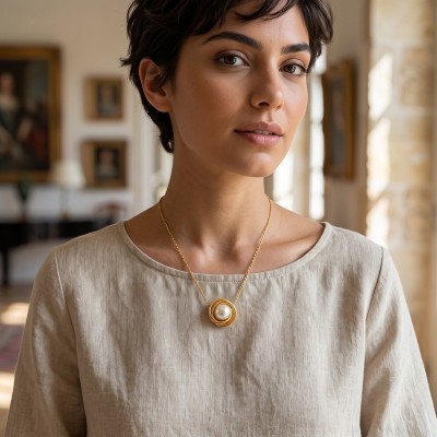 Χειροποίητο Επιχρυσωμένο Κολιέ "Pearl Nest" | GREKAS JEWELRY