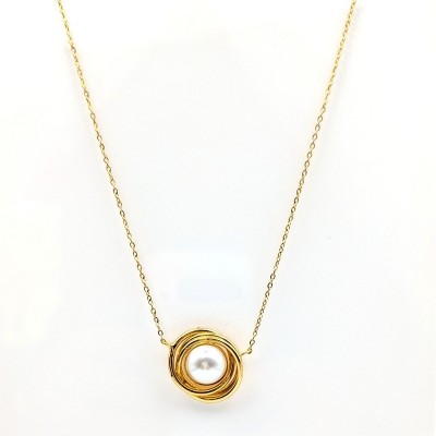 Χειροποίητο Επιχρυσωμένο Κολιέ "Pearl Nest" | GREKAS JEWELRY