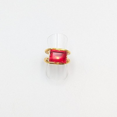 Χειροποίητο Επιχρυσωμένο Δαχτυλίδι Catherine Bijoux με Κόκκινη Πέτρα