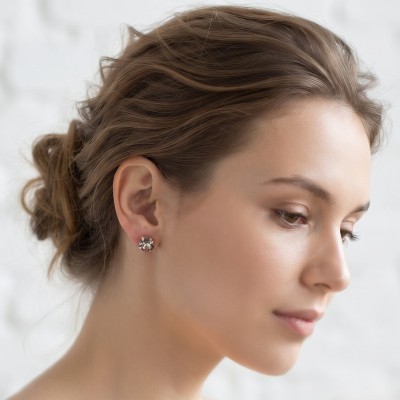 Χειροποίητα Rose Gold Σκουλαρίκια GREKAS JEWELRY με Σκούρες Λαμπερές Κρυστάλλινες Πέτρες