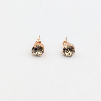 Χειροποίητα Rose Gold Σκουλαρίκια GREKAS JEWELRY με Σκούρες Λαμπερές Κρυστάλλινες Πέτρες