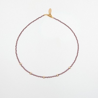 Minimal Χειροποίητο Κολιέ με Μωβ Faceted Χάντρες & Χρυσές Λεπτομέρειες – GREKAS JEWELRY