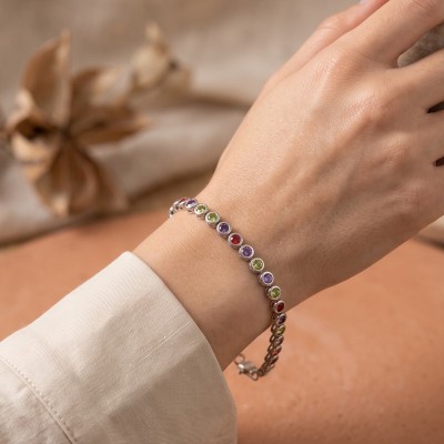 Βραχιόλι Τένις (Tennis Bracelet) με Πολύχρωμα Ζιργκόν – GREKAS JEWELRY