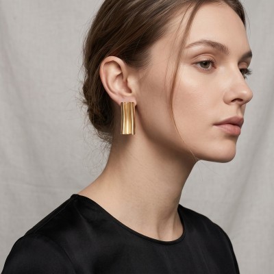 Χειροποίητα Σκουλαρίκια GREKAS JEWELRY – Αρχιτεκτονική Πτύχωση σε Χρυσό