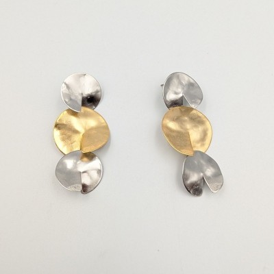 Χειροποίητα Κρεμαστά Σκουλαρίκια GREKAS JEWELRY – Δίχρωμη Αρμονία Κύκλων