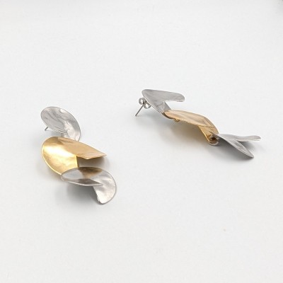 Χειροποίητα Κρεμαστά Σκουλαρίκια GREKAS JEWELRY – Δίχρωμη Αρμονία Κύκλων