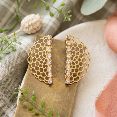 Χειροποίητα Σκουλαρίκια GREKAS JEWELRY – Ημικύκλιο Δαντέλα με Κρύσταλλα