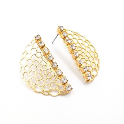 Χειροποίητα Σκουλαρίκια GREKAS JEWELRY – Ημικύκλιο Δαντέλα με Κρύσταλλα