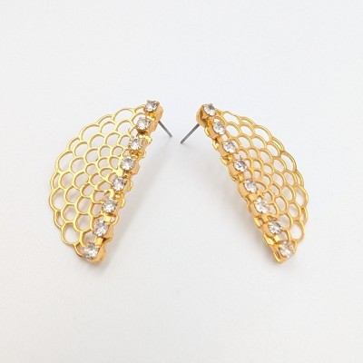 Χειροποίητα Σκουλαρίκια GREKAS JEWELRY – Ημικύκλιο Δαντέλα με Κρύσταλλα