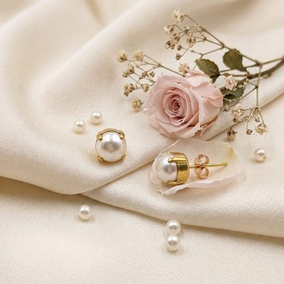 Χειροποίητα Καρφωτά Σκουλαρίκια-Πέρλες  GREKAS JEWELRY
