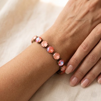 Χειροποίητο Βραχιόλι Dimitriadis – Κρύσταλλοι Swarovski σε Peach & Coral Tones