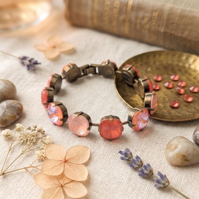 Χειροποίητο Βραχιόλι Dimitriadis – Κρύσταλλοι Swarovski σε Peach & Coral Tones