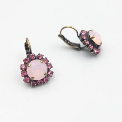 Χειροποίητα Κρεμαστά Σκουλαρίκια Dimitriadis – Rose Opal & Pink Swarovski Crystals