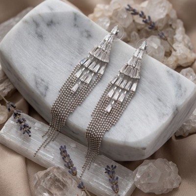 Μακριά Statement Σκουλαρίκια Art Deco Chandelier / Waterfall – GREKAS JEWELRY