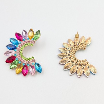 Multi Statement Σκουλαρίκια Ear Climbers / Crescent με Πολύχρωμους Κρυστάλλους – GREKAS JEWELRY