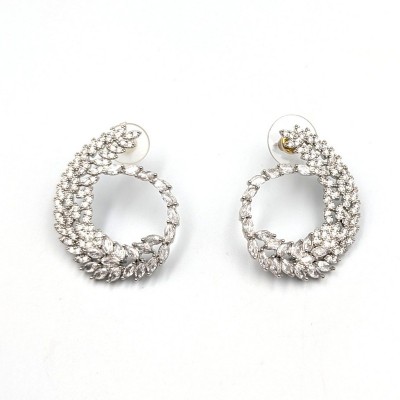 Σκουλαρίκια Ear Climbers / Spiral Wreath με Λευκούς Κρυστάλλους – GREKAS JEWELRY
