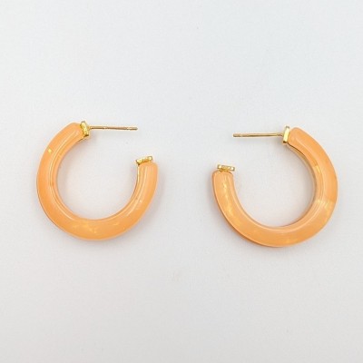 Chunky Κρίκοι με Peach/Nude & Χρυσή Λεπτομέρεια – GREKAS JEWELRY