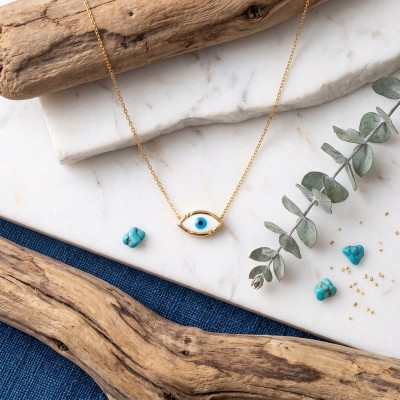 Ασημένιο Επιχρυσωμένο Κολιέ Ματάκι 925° – GREKAS JEWELRY