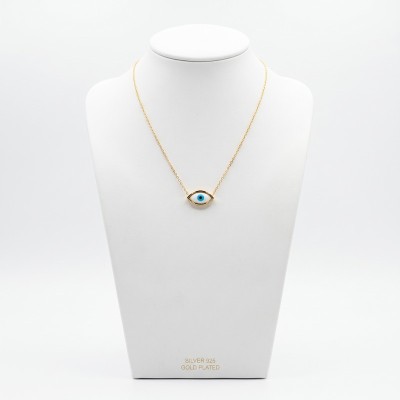 Ασημένιο Επιχρυσωμένο Κολιέ Ματάκι 925° – GREKAS JEWELRY