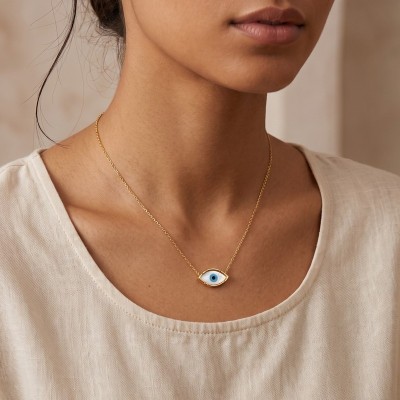 Ασημένιο Επιχρυσωμένο Κολιέ Ματάκι 925° – GREKAS JEWELRY
