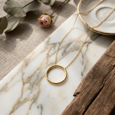 Ασημένιο Επιχρυσωμένο Κολιέ Κύκλος (Karma Circle) 925° – GREKAS JEWELRY