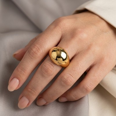 Ασημένιο Επιχρυσωμένο Δαχτυλίδι 925° Chunky Dome / Bulky Statement | GREKAS JEWELRY