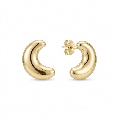 Ασημένια Επιχρυσωμένα Σκουλαρίκια 925° «Chunky Croissant» GREKAS JEWELRY