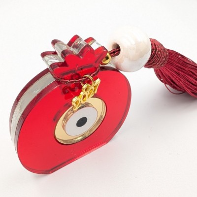 Κόκκινο Διακοσμητικό Γούρι Ρόδι με Μάτι Plexiglass – GREKAS JEWELRY