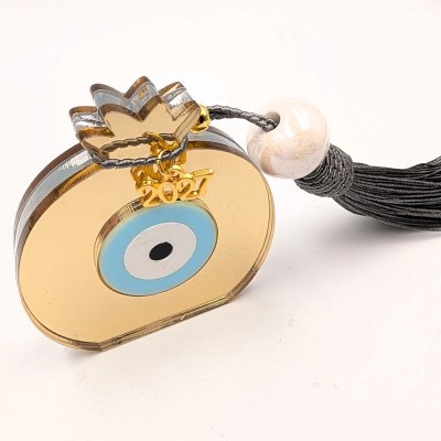 Χρυσό Διακοσμητικό Γούρι Ρόδι με Μάτι Plexiglass – GREKAS JEWELRY
